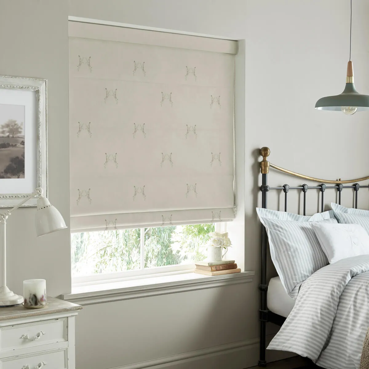 Boxing Hares Natural Curtains/Roman Blind Sample