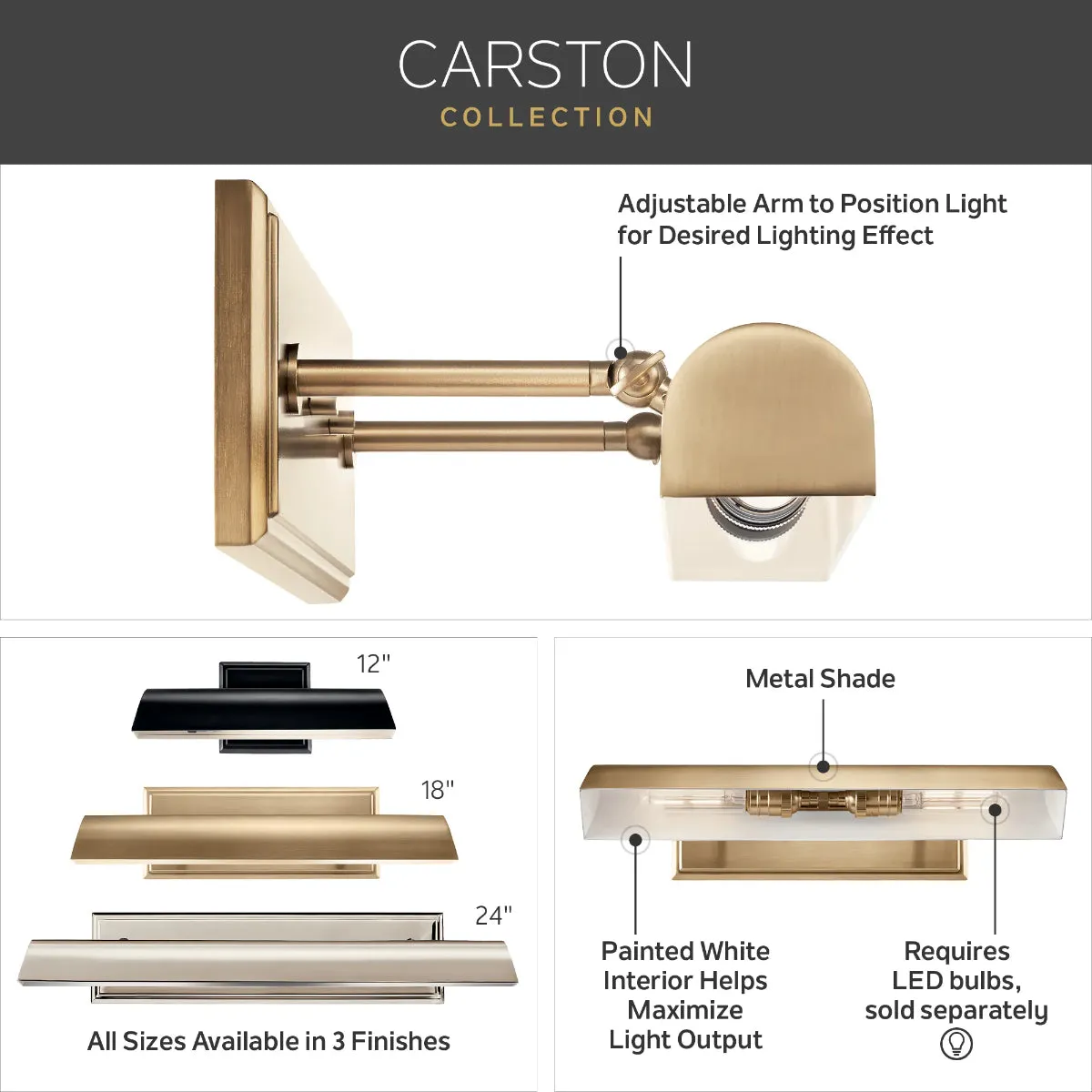 Carston 18" 2-Lights Wall Sconce, Black Finish