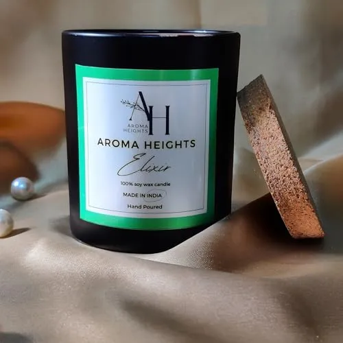 Luxury Elixir Scented Candle - Lemongrass Fragrance, 160g |Black Frosted Jar| Gift Box |100% Soy Wax, 70-Hour Burn Time